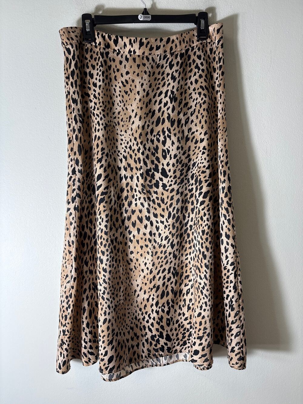 MNG Tan Cheetah Print Back Zip Maxi Skirt Sz M